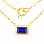 Emerald Cut Bezel Set Solitaire Necklace