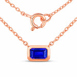 Emerald Cut Bezel Set Solitaire Necklace