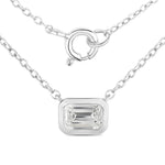Emerald Cut Bezel Set Solitaire Necklace