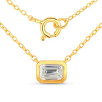 Emerald Cut Bezel Set Solitaire Necklace