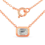 Emerald Cut Bezel Set Solitaire Necklace