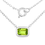 Emerald Cut Bezel Set Solitaire Necklace