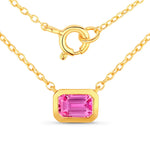 Emerald Cut Bezel Set Solitaire Necklace