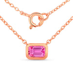 Emerald Cut Bezel Set Solitaire Necklace