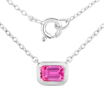Emerald Cut Bezel Set Solitaire Necklace