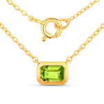 Emerald Cut Bezel Set Solitaire Necklace