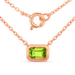 Emerald Cut Bezel Set Solitaire Necklace