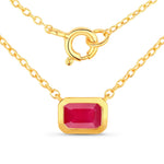 Emerald Cut Bezel Set Solitaire Necklace