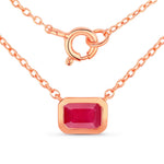 Emerald Cut Bezel Set Solitaire Necklace