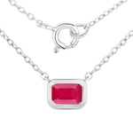 Emerald Cut Bezel Set Solitaire Necklace