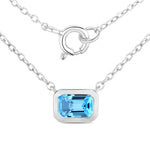 Emerald Cut Bezel Set Solitaire Necklace