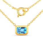 Emerald Cut Bezel Set Solitaire Necklace