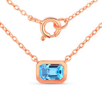 Emerald Cut Bezel Set Solitaire Necklace