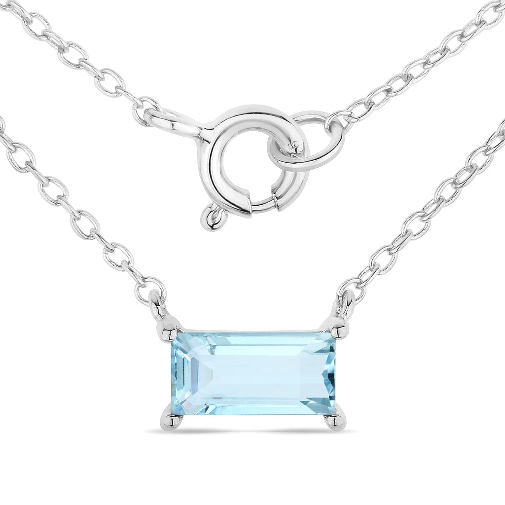 Minimal Baguette Cut Bezel Set Solitaire Necklace