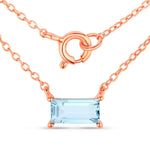 Minimal Baguette Cut Bezel Set Solitaire Necklace