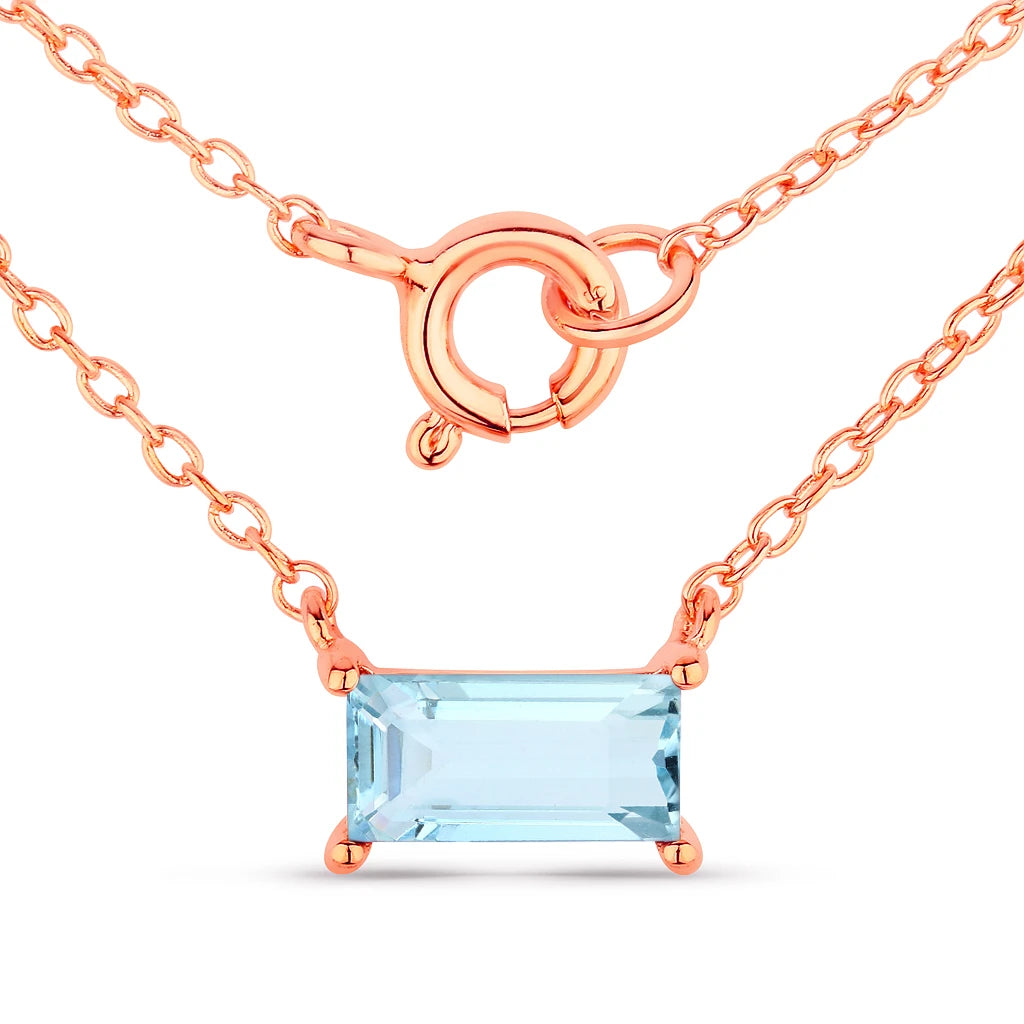 Minimal Baguette Cut Bezel Set Solitaire Necklace