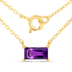 Minimal Baguette Cut Bezel Set Solitaire Necklace