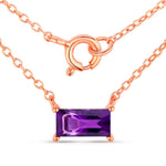 Minimal Baguette Cut Bezel Set Solitaire Necklace