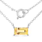 Minimal Baguette Cut Bezel Set Solitaire Necklace