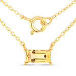 Minimal Baguette Cut Bezel Set Solitaire Necklace