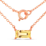 Minimal Baguette Cut Bezel Set Solitaire Necklace