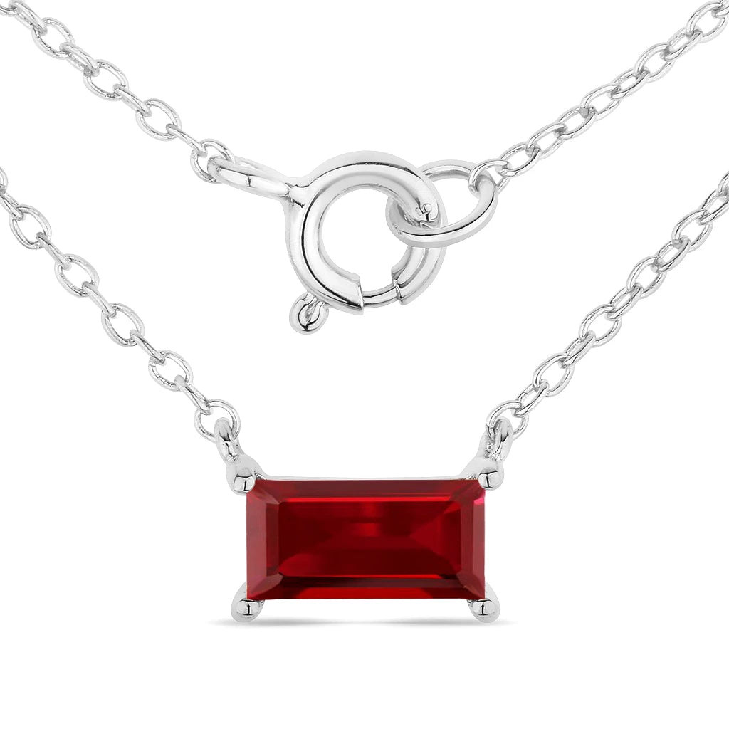 Minimal Baguette Cut Bezel Set Solitaire Necklace