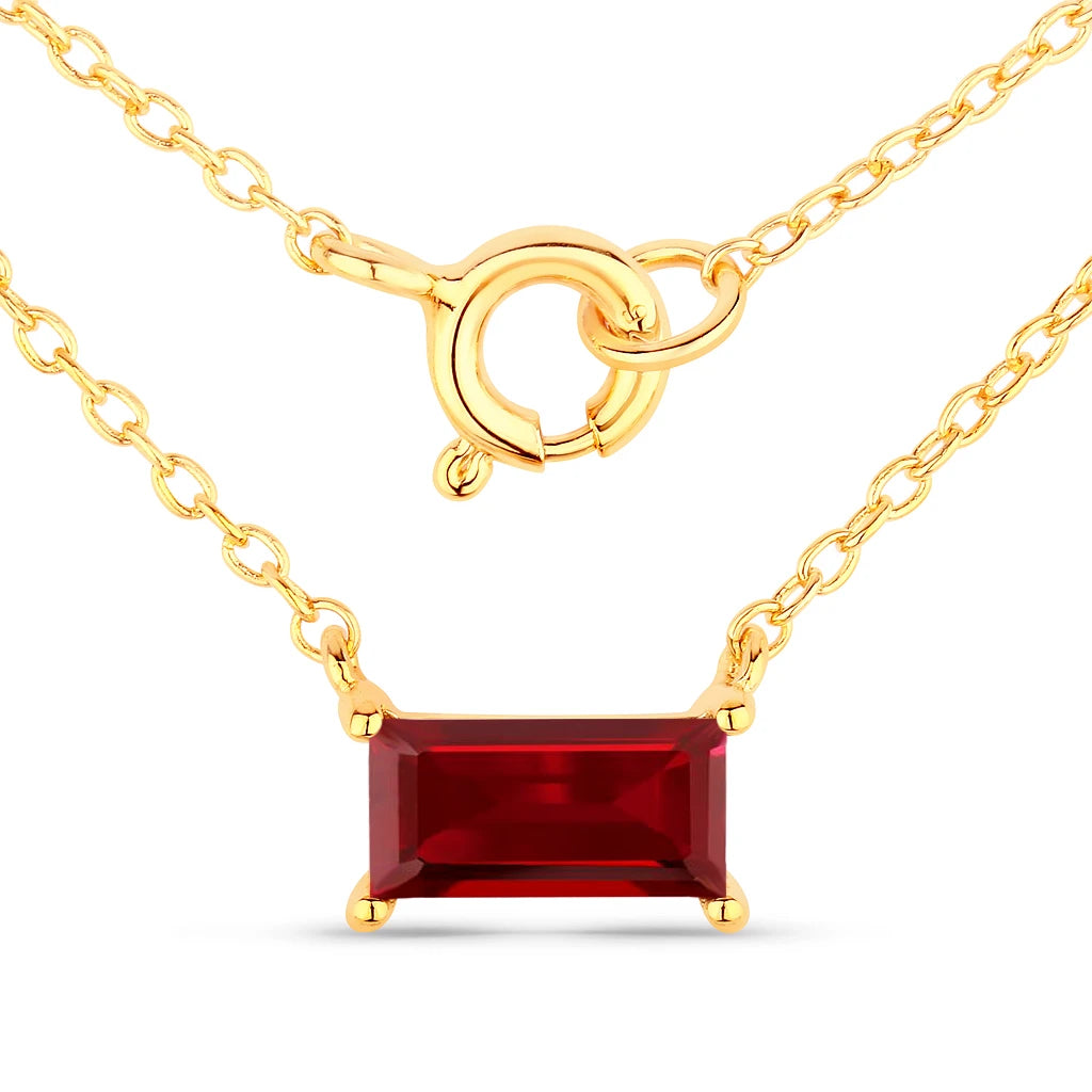 Minimal Baguette Cut Bezel Set Solitaire Necklace