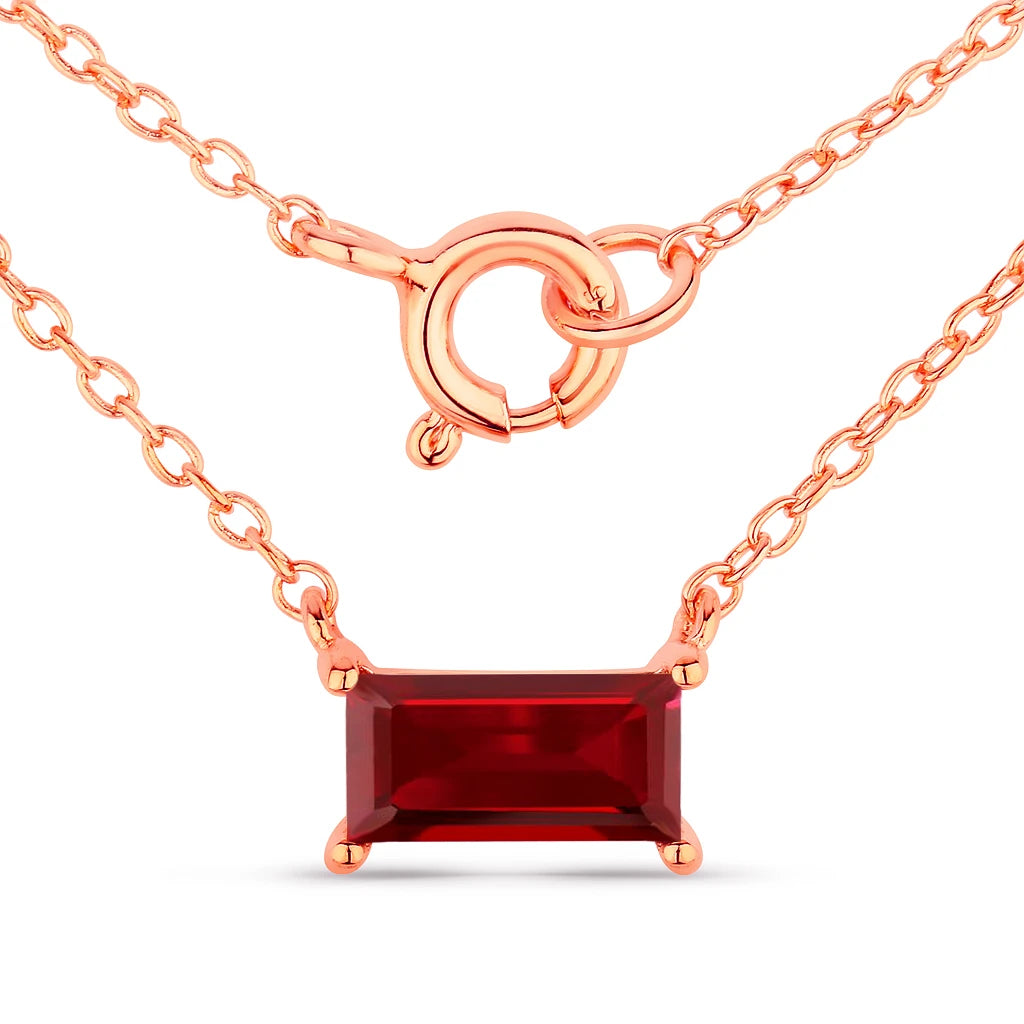 Minimal Baguette Cut Bezel Set Solitaire Necklace