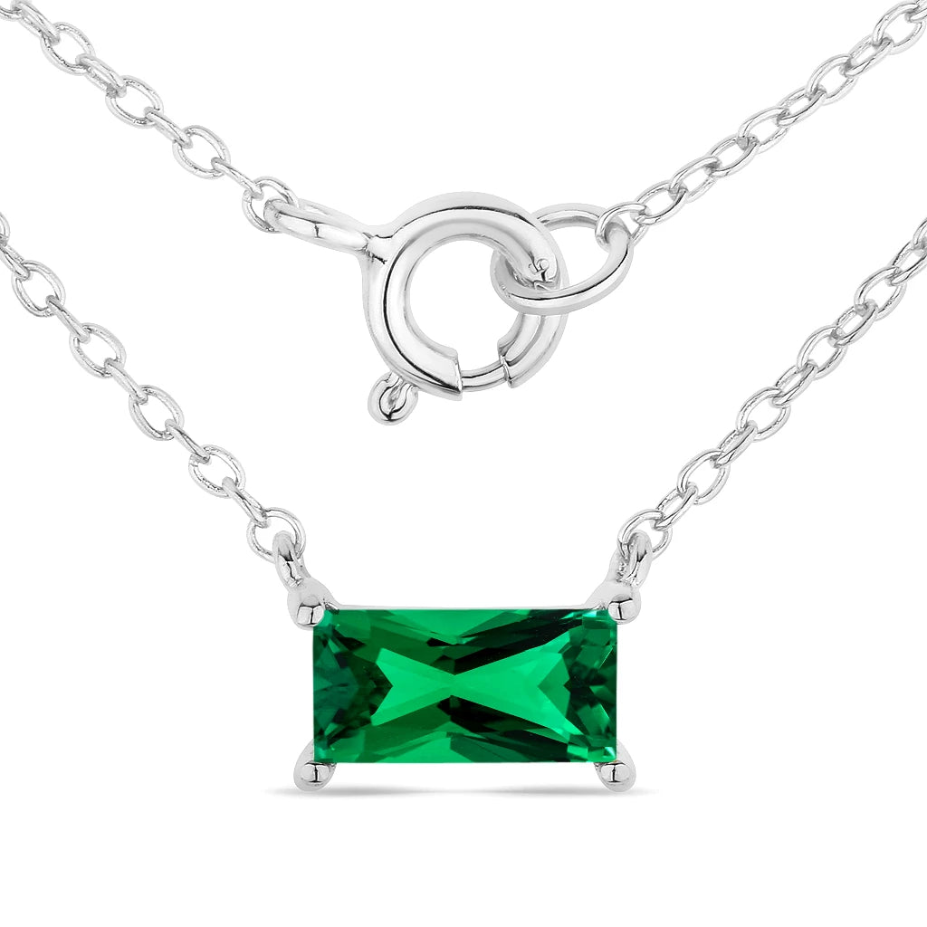 Minimal Baguette Cut Bezel Set Solitaire Necklace