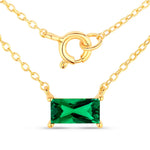 Minimal Baguette Cut Bezel Set Solitaire Necklace