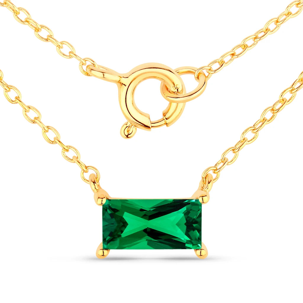 Minimal Baguette Cut Bezel Set Solitaire Necklace