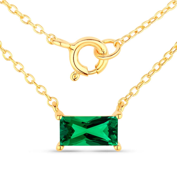 Minimal Baguette Cut Bezel Set Solitaire Necklace