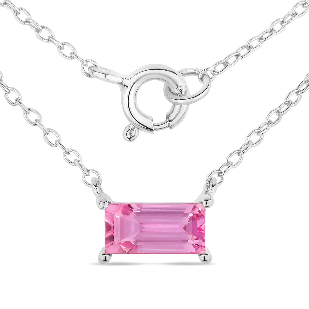 Minimal Baguette Cut Bezel Set Solitaire Necklace