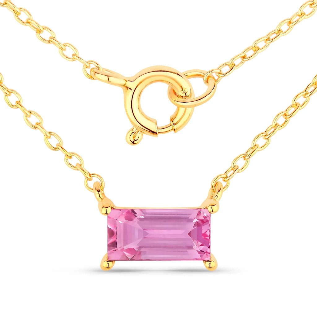 Minimal Baguette Cut Bezel Set Solitaire Necklace