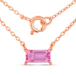 Minimal Baguette Cut Bezel Set Solitaire Necklace