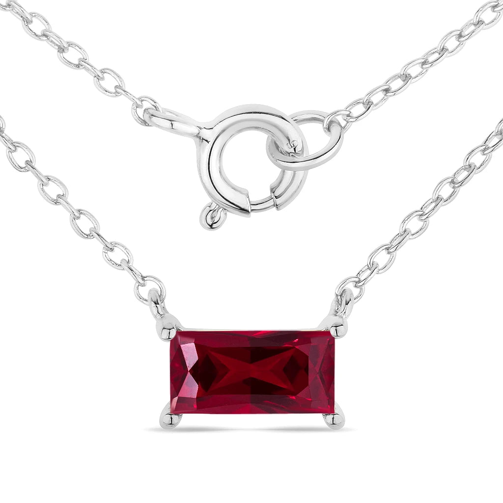 Minimal Baguette Cut Bezel Set Solitaire Necklace