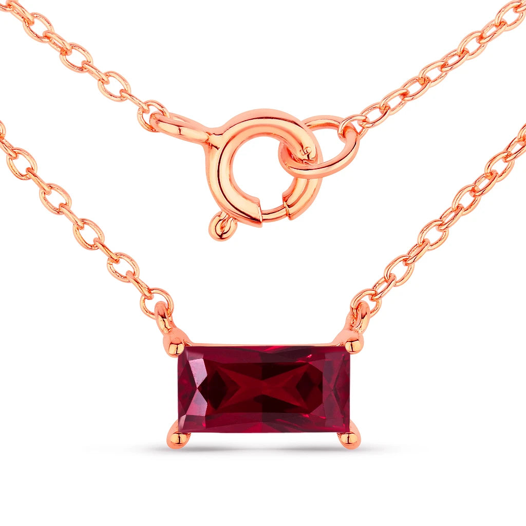Minimal Baguette Cut Bezel Set Solitaire Necklace