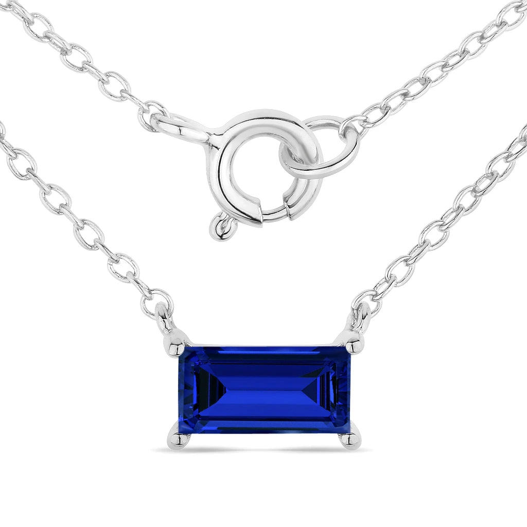 Minimal Baguette Cut Bezel Set Solitaire Necklace