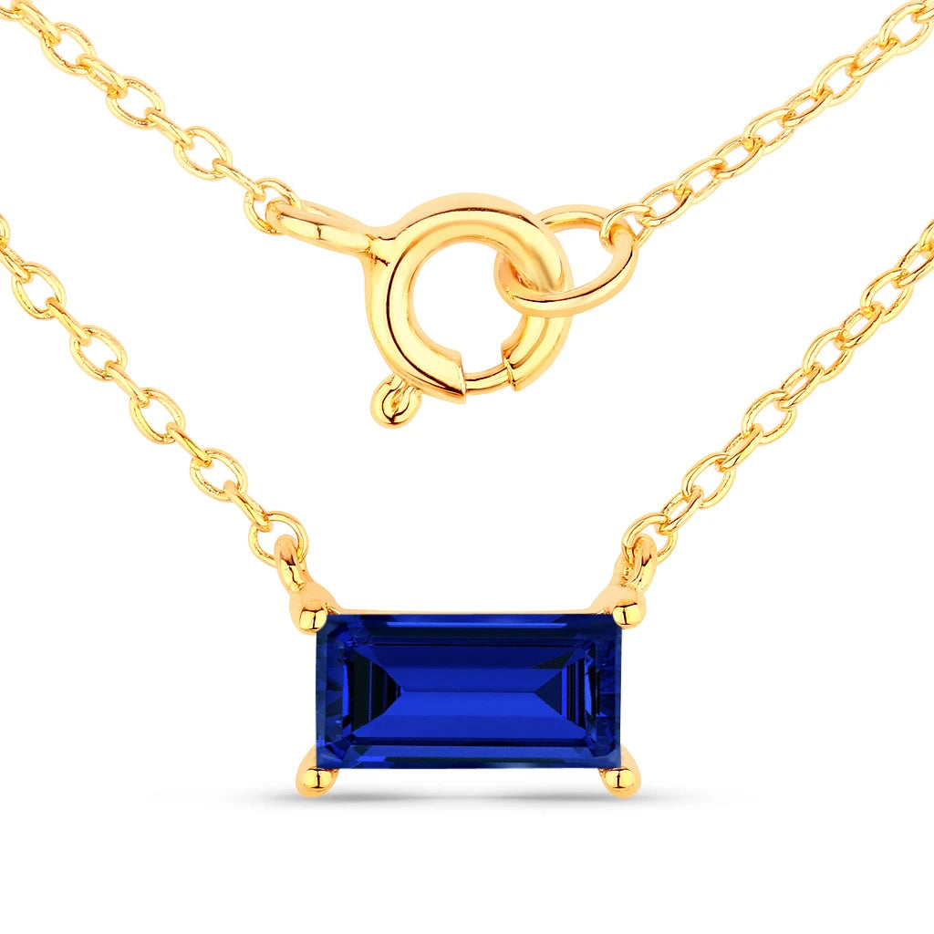 Minimal Baguette Cut Bezel Set Solitaire Necklace