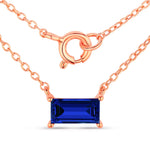 Minimal Baguette Cut Bezel Set Solitaire Necklace