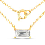 Minimal Baguette Cut Bezel Set Solitaire Necklace