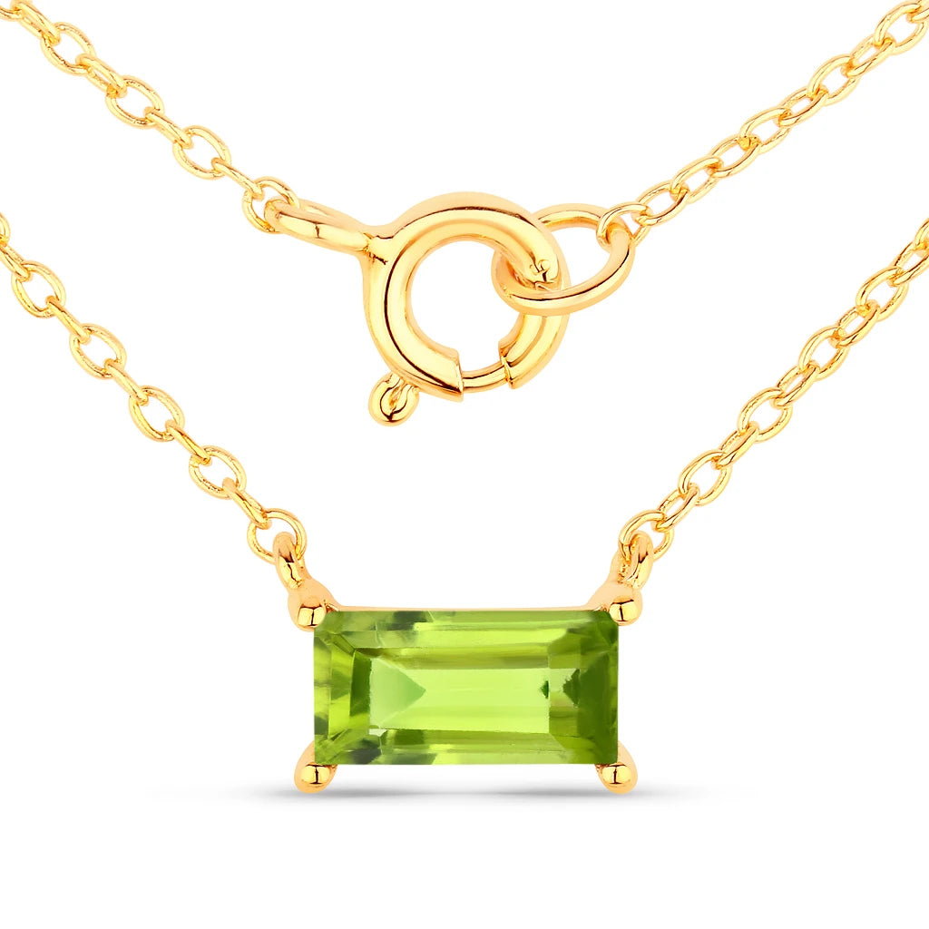 Minimal Baguette Cut Bezel Set Solitaire Necklace