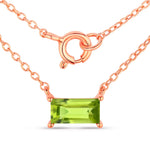 Minimal Baguette Cut Bezel Set Solitaire Necklace
