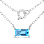 Minimal Baguette Cut Bezel Set Solitaire Necklace