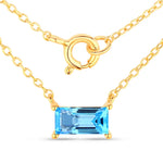 Minimal Baguette Cut Bezel Set Solitaire Necklace