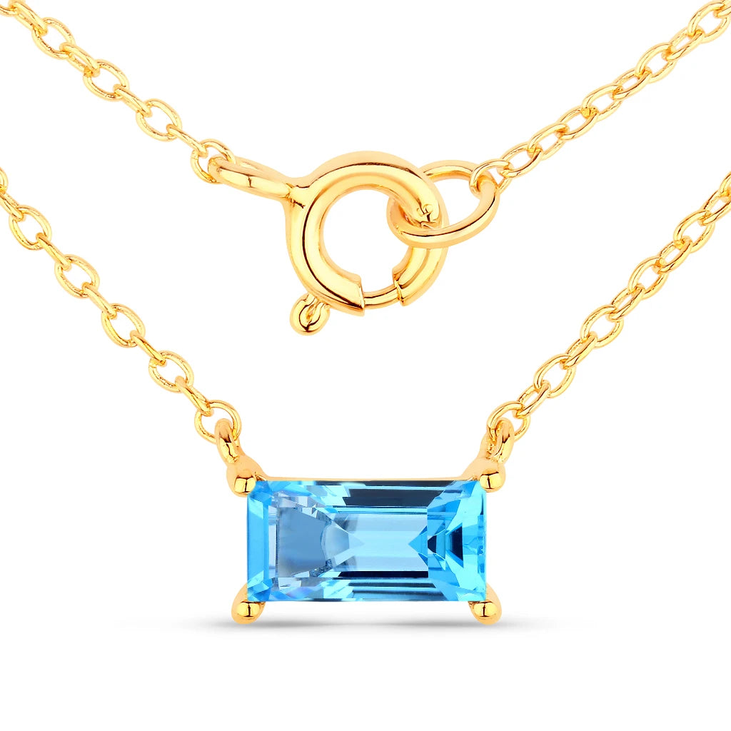 Minimal Baguette Cut Bezel Set Solitaire Necklace