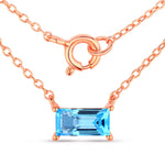Minimal Baguette Cut Bezel Set Solitaire Necklace