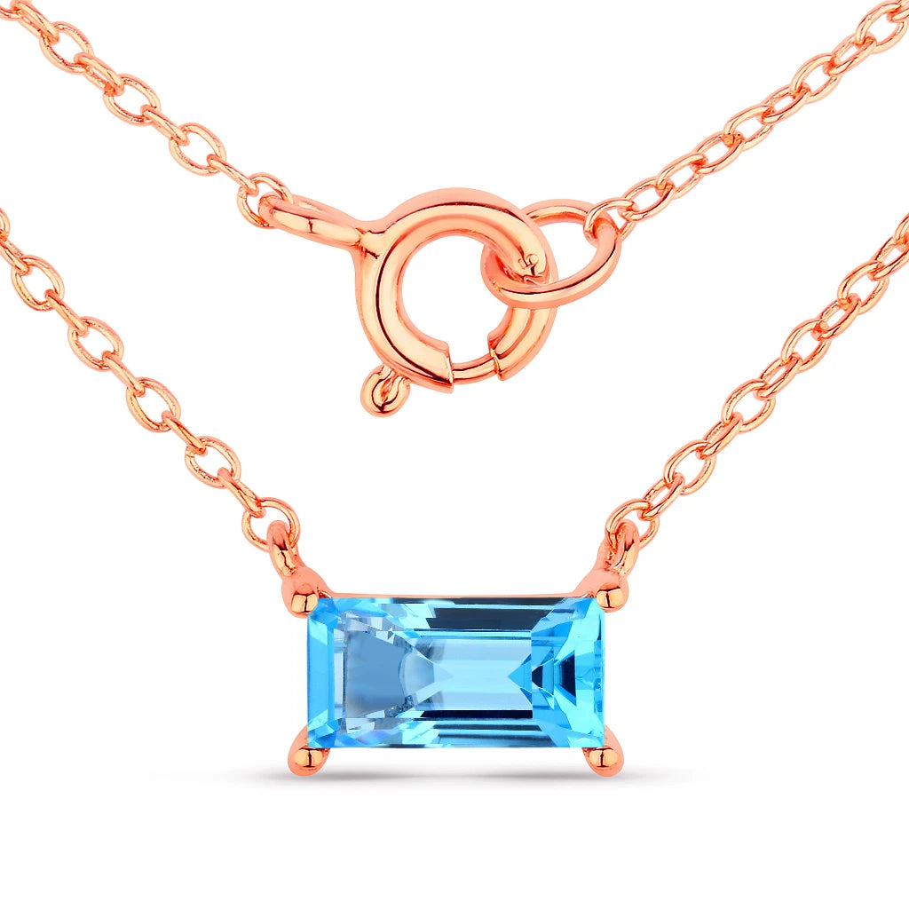 Minimal Baguette Cut Bezel Set Solitaire Necklace