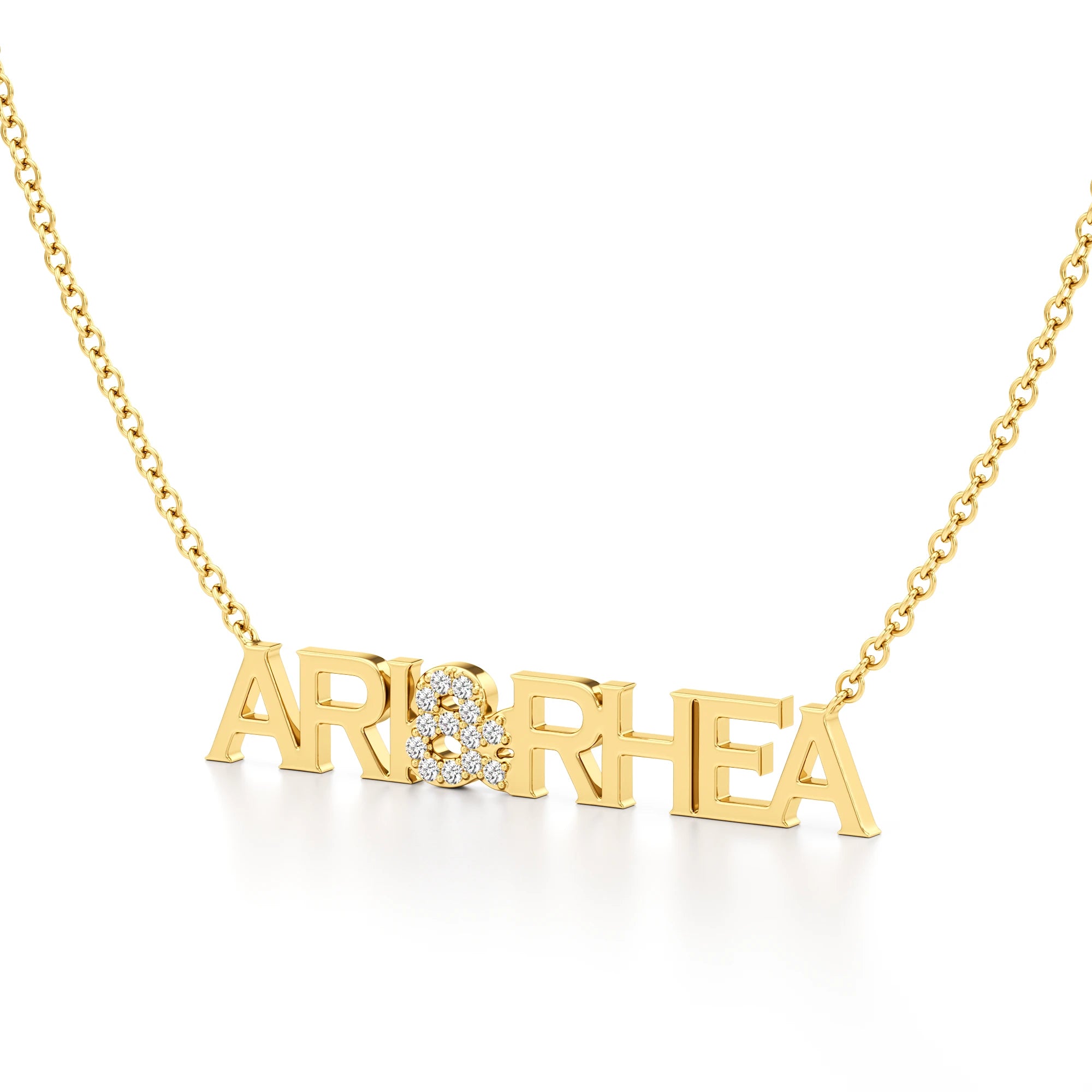 Two Name Necklace with Diamond Accents