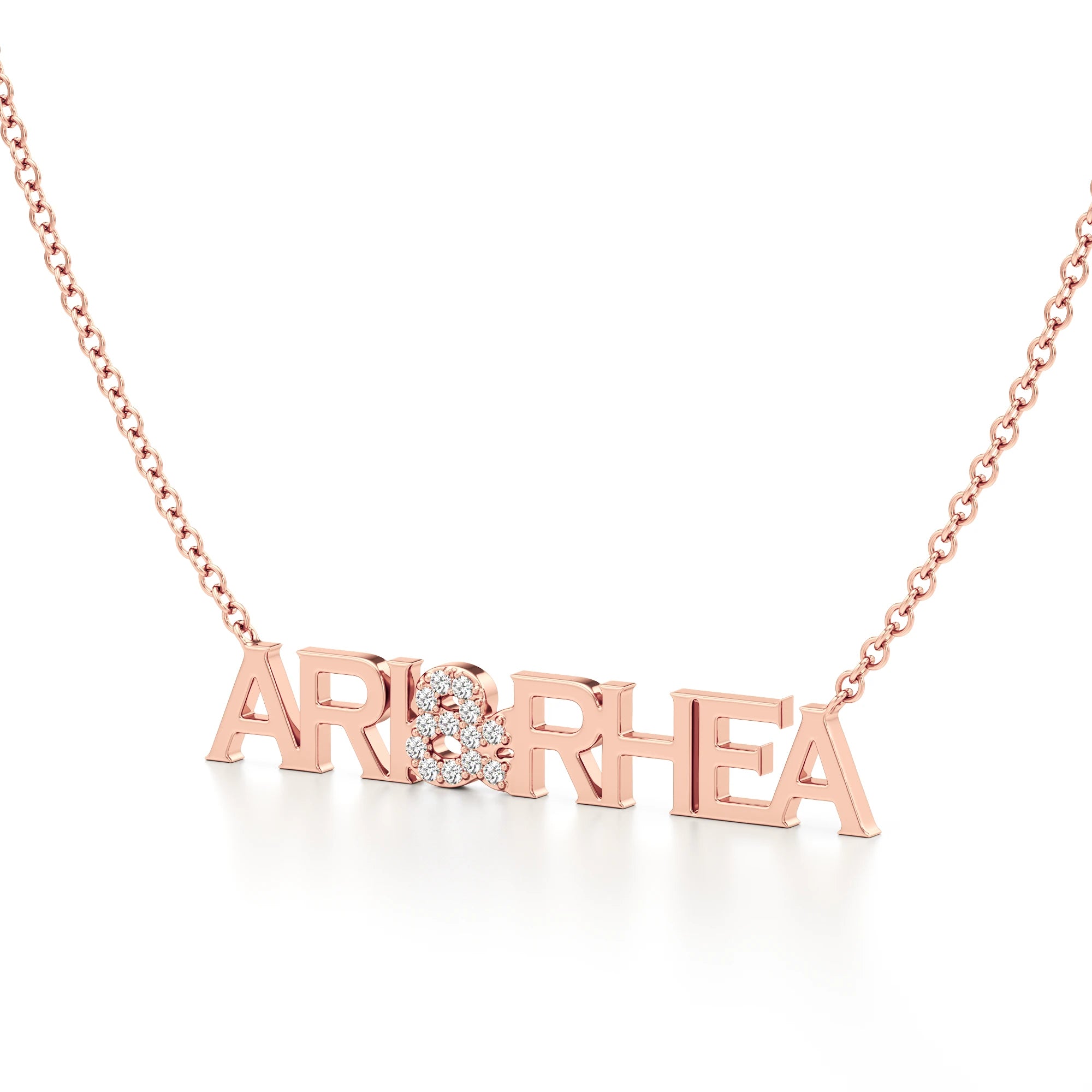 Two Name Necklace with Diamond Accents